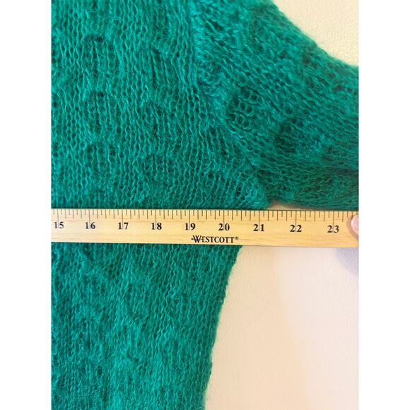 Vintage Womens Dotty Man Mohair Blend Kelly Green Pinup Rockabilly Twee Cardigan - Picture 4 of 9